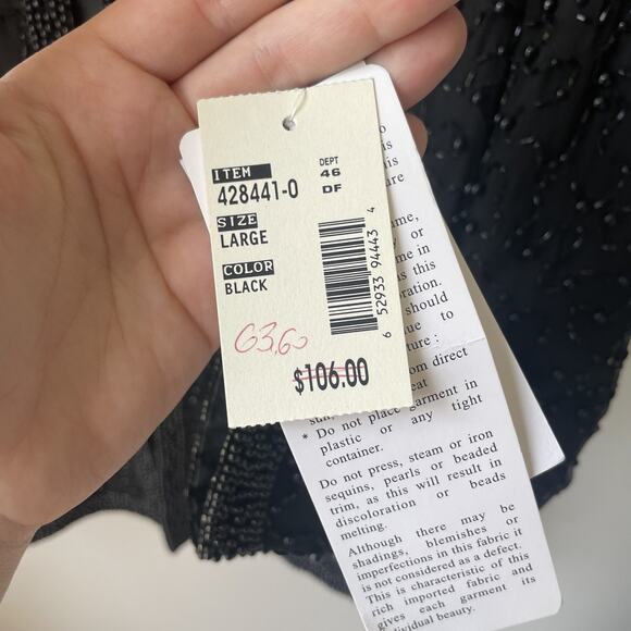 NWT Cote d Azur Evening Formal Silk Beaded Long Sleeve Formal Women’s Size Large - Picture 9 of 11